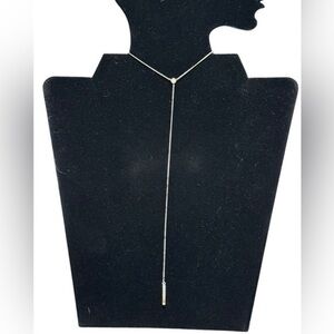 EXPRESS Y Lariat Crystal Necklace Silver Tone NWOT